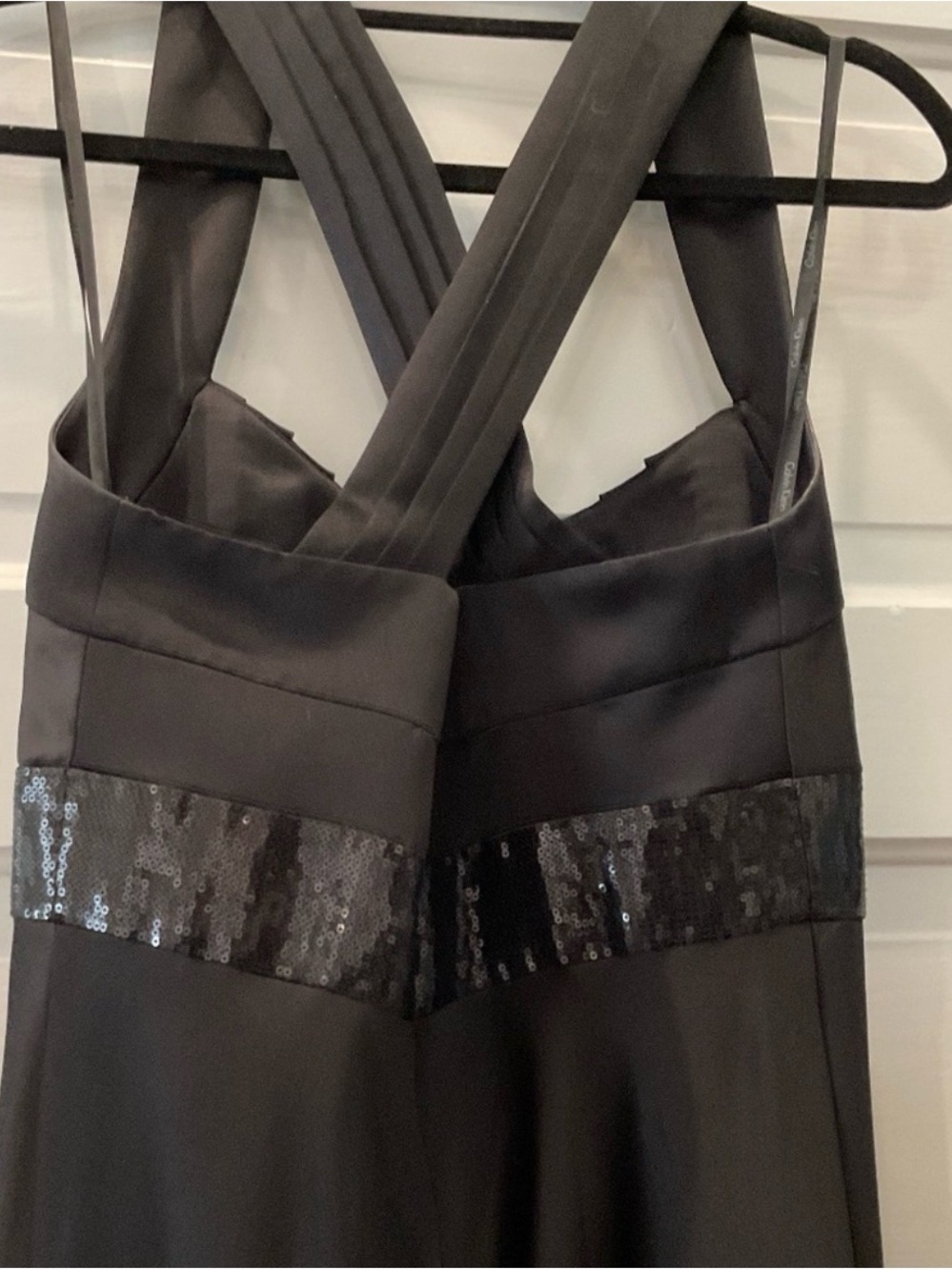 Calvin Klein Elegant Black Evening Gown with Sequin Waist